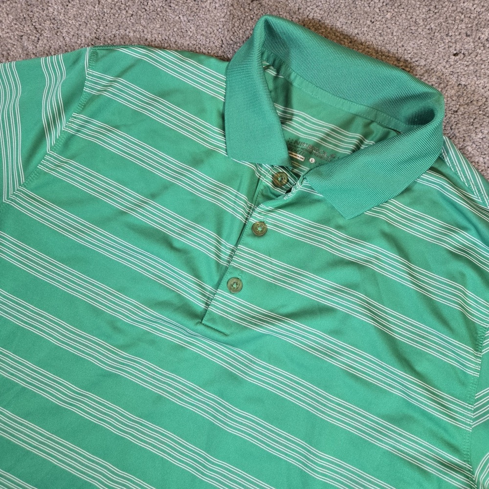 Nike Golf Tour‎ Performance Mens Lg Green Striped Short Sleeve Polo Dri-Fit